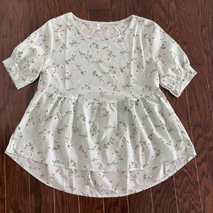 Womans XS mint green floral peplum top